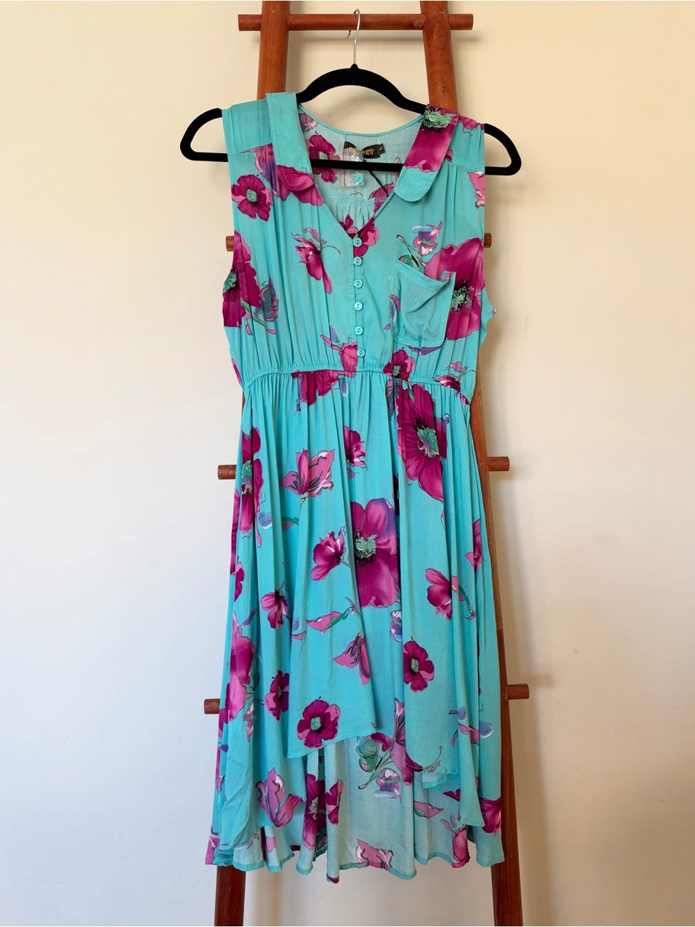 Teal Floral Button-Front Dress (NWT, Size S)